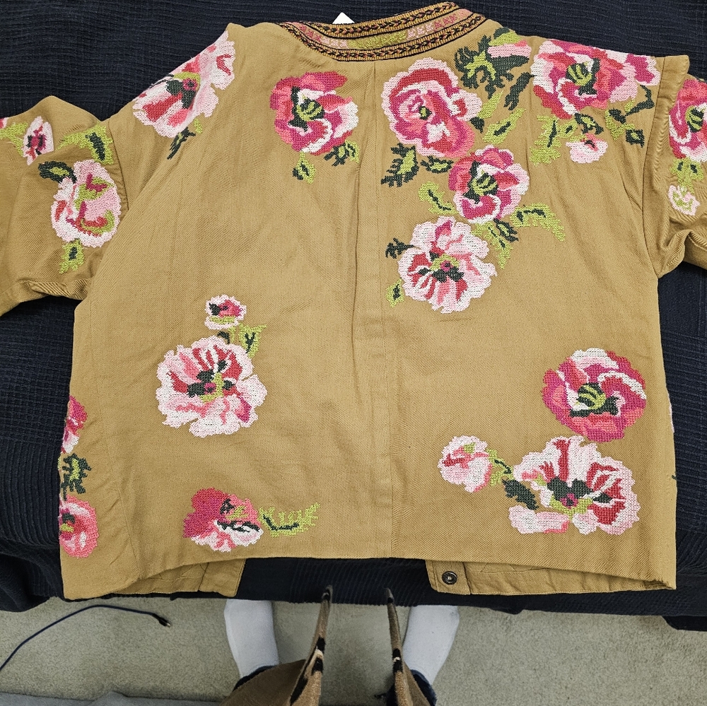 ANTHROPOLOGIE NWR Camo Embroidered Bomber Jacket - Picture 7 of 7